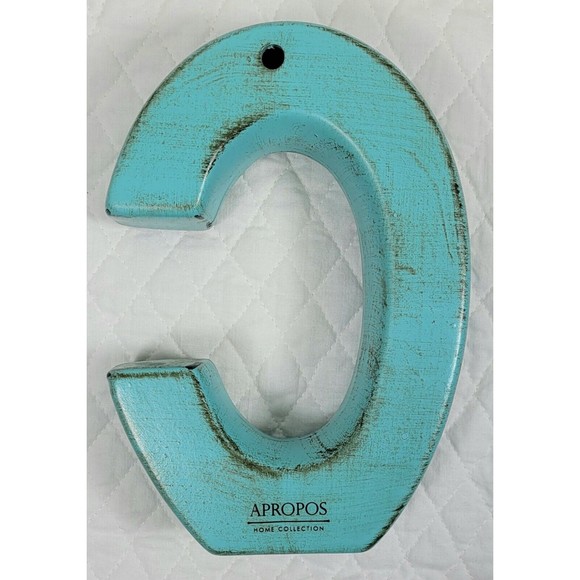 Apropos Home Collection Letter C Rustic Turquoise Desk Wall Home Office Décor - Picture 12 of 16